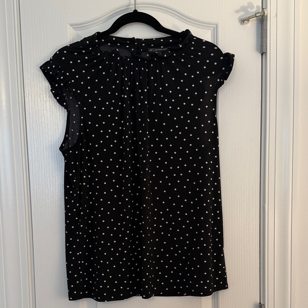 Adrianna Papell Black and White Polka Dot Blouse